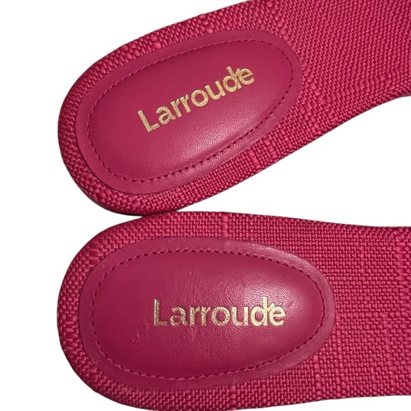 Larroudé Ivy Ruffle Flat Mule Pink Raffia Size 8 - Picture 9 of 12